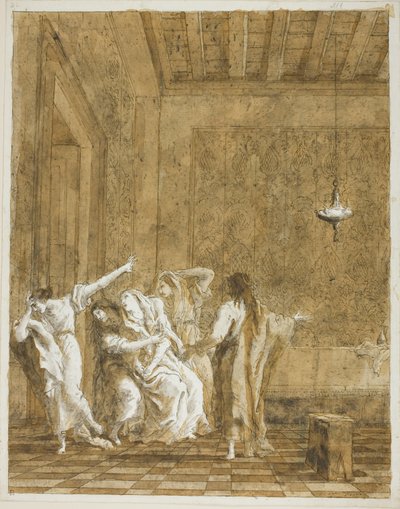 Jesus i Jairus hus af Giovanni Domenico Tiepolo