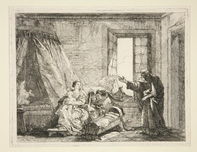Joseph bekendtgør til Maria ordenen at forlade, fra serien Idee pittoresche sopra la fuga in Egitto (Flygt til Egypten) af Giovanni Domenico Tiepolo