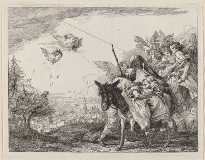 Joseph, stående, forguder barnet af Giovanni Domenico Tiepolo