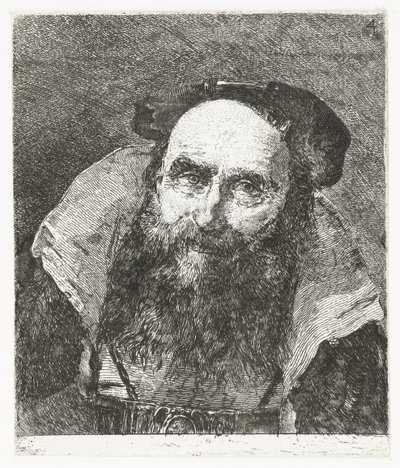 smilende gammel mand Samling af hoveder (serietitel) Raccolta di Teste (serietitel) af Giovanni Domenico Tiepolo