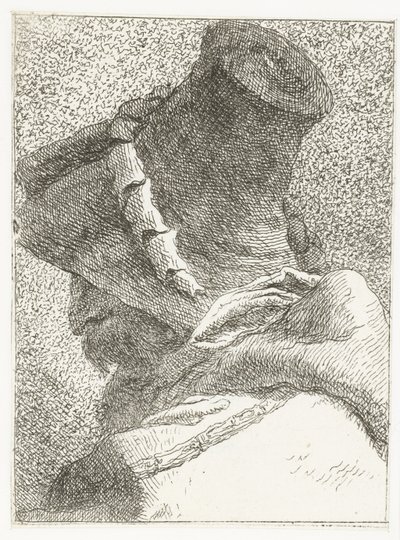 Mand med hovedet vendt væk med hat Samling af hoveder (serietitel) Raccolta di Teste (serietitel) af Giovanni Domenico Tiepolo