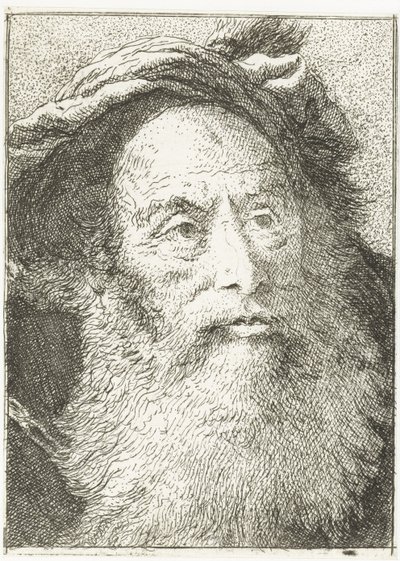 mand med skæg Samling af hoveder (serietitel) Raccolta di Teste (serietitel) af Giovanni Domenico Tiepolo