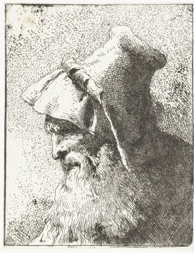 Mand med skæg og hat Samling af hoveder (serietitel) Raccolta di Teste (serietitel) af Giovanni Domenico Tiepolo