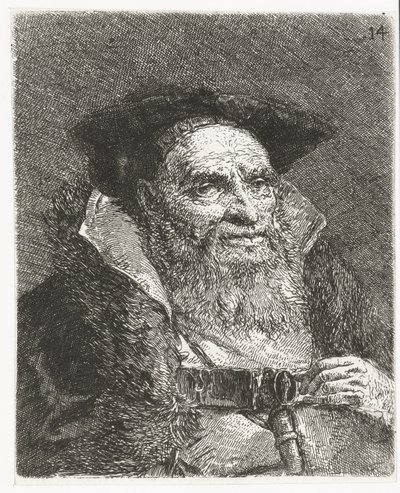 Mand med baret Samling af hoveder (serietitel) Raccolta di Teste (serietitel) af Giovanni Domenico Tiepolo