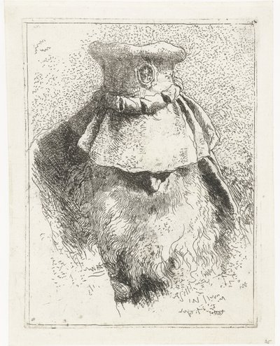 Mand med bøjet hoved og stor hat Samling af hoveder (serietitel) Raccolta di Teste (serietitel) af Giovanni Domenico Tiepolo