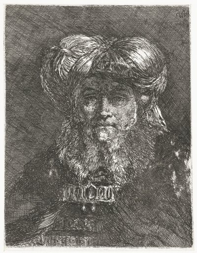 Mand med stor turban Samling af hoveder (serietitel) Raccolta di Teste (serietitel) af Giovanni Domenico Tiepolo
