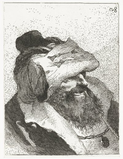 Mand med opslået hat Samling af hoveder (serietitel) Raccolta di Teste (serietitel) af Giovanni Domenico Tiepolo