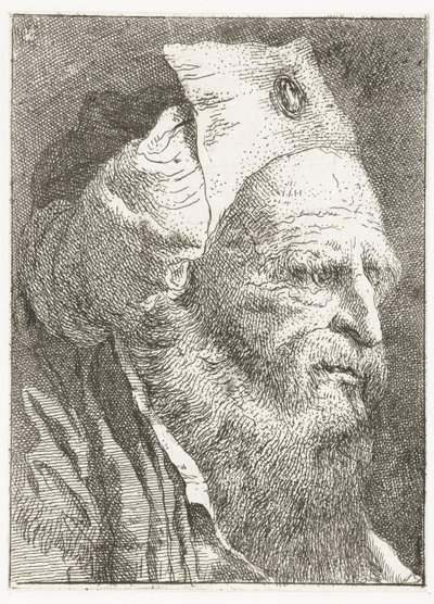 Mand i den opslåede hat Samling af hoveder (serietitel) Raccolta di Teste (serietitel) af Giovanni Domenico Tiepolo