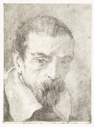 Mand med lille skæg uden hovedbeklædning Samling af hoveder (serietitel) Raccolta di Teste (serietitel) af Giovanni Domenico Tiepolo