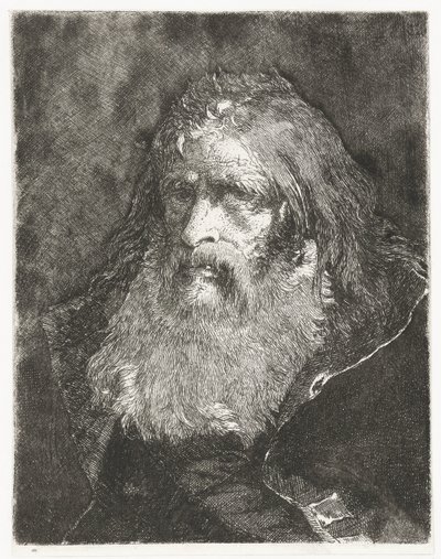 Mand med langt hår og uden hovedbeklædning Samling af hoveder (serietitel) Raccolta di Teste (serietitel) af Giovanni Domenico Tiepolo