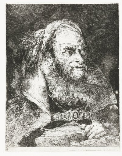 Mand med åben bog Samling af hoveder (serietitel) Raccolta di Teste (serietitel) af Giovanni Domenico Tiepolo