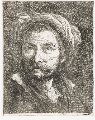 Mand med overskæg og turban af Giovanni Domenico Tiepolo