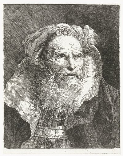 Mand med turban og høj stand-up krave Samling af hoveder (serietitel) Raccolta di Teste (serietitel) af Giovanni Domenico Tiepolo