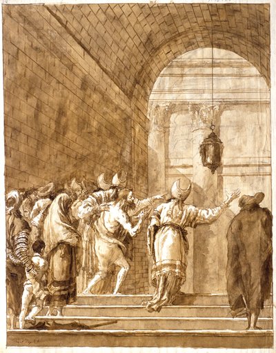 Nebukadnesar vender tilbage fra vildmarken til sit palads af Giovanni Domenico Tiepolo