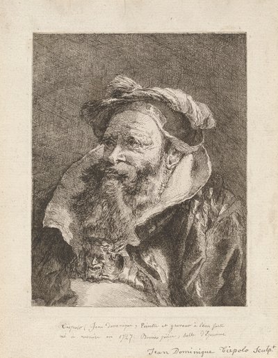 Gammel mand med skæg, fra Raccolta di Teste (Samling af hoveder) af Giovanni Domenico Tiepolo