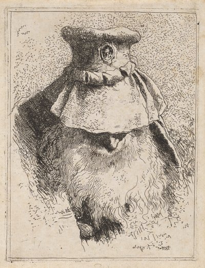 Gammel mand med en stor hat, fra Raccolta di Teste (Samling af hoveder) af Giovanni Domenico Tiepolo
