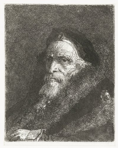 Gammel mand i pels Samling af hoveder (serietitel) Raccolta di Teste (serietitel) af Giovanni Domenico Tiepolo