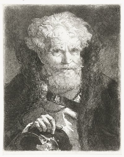 Gammel mand i kappe med pelskrave og hjelm Samling af hoveder (serietitel) Raccolta di Teste (serietitel) af Giovanni Domenico Tiepolo