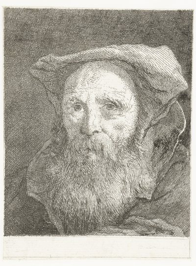 Gammel mand med skæg og baret Samling af hoveder (serietitel) Raccolta di Teste (serietitel) af Giovanni Domenico Tiepolo