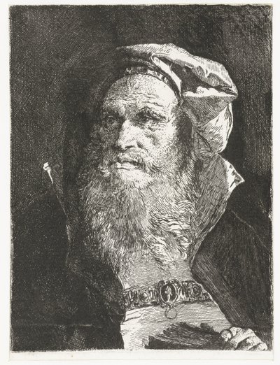 Gammel mand med skæg og bog Samling af hoveder (serietitel) Raccolta di Teste (serietitel) af Giovanni Domenico Tiepolo
