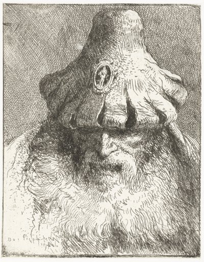 Gammel mand i konisk hat med slidsbrem Samling af hoveder (serietitel) Raccolta di Teste (serietitel) af Giovanni Domenico Tiepolo