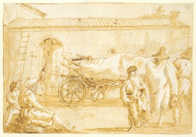 Bønder med Bondevogn, ca. 1790. af Giovanni Domenico Tiepolo