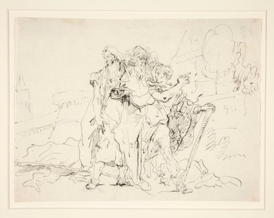 Priam og ledsagere uden for Trojas mure af Giovanni Domenico Tiepolo