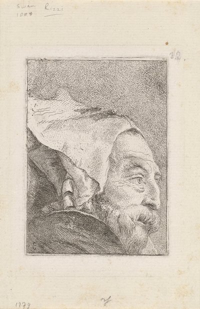 Profil af en gammel mand, fra Raccolta di Teste (Samling af hoveder) af Giovanni Domenico Tiepolo