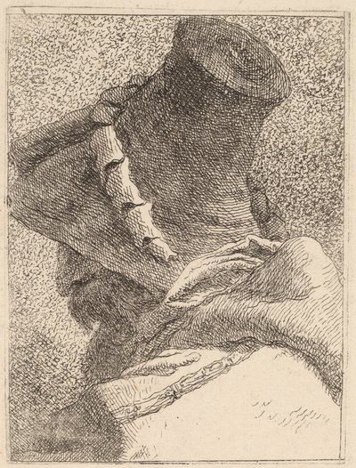 Profil af en gammel mand med en hat af Giovanni Domenico Tiepolo
