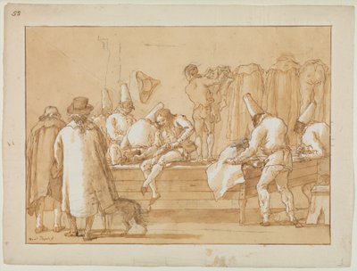 Punchinello als Schneidergehilfe af Giovanni Domenico Tiepolo