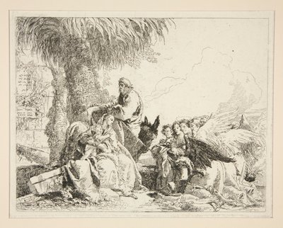 Hvil under flugten til Egypten, fra serien Idee pittoresche sopra la fuga in Egitto (Flight into Egypt) af Giovanni Domenico Tiepolo