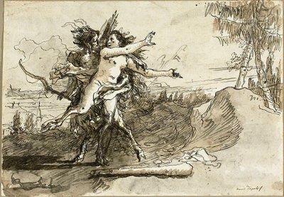Satyr Overrasker en Satyrinde af Giovanni Domenico Tiepolo