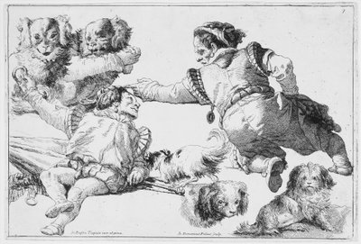 Studier af dværge og hunde, ca. 1753. af Giovanni Domenico Tiepolo