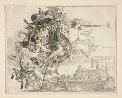 The Arms of Carl Philipp von Greiffenklau, fra serien Picturesque Ideas over the Flight into Egypt (Flight into Egypt) af Giovanni Domenico Tiepolo