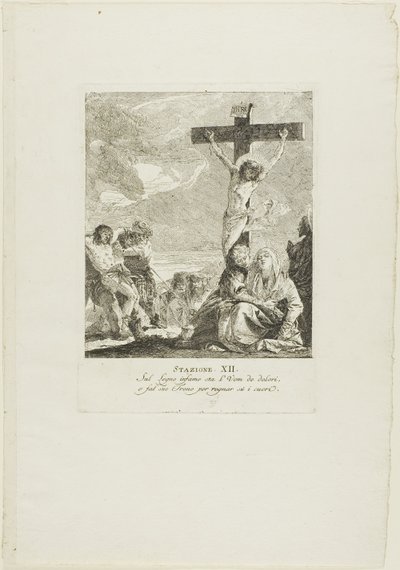 Korsfæstelsen, planche 12 fra Korsvejen af Giovanni Domenico Tiepolo