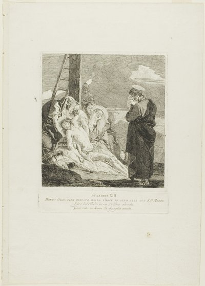 Nedlæggelsen, planche 13 fra Korsvejen af Giovanni Domenico Tiepolo
