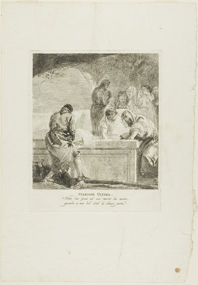 Gravlæggelsen, planche fjorten fra Korsvejen af Giovanni Domenico Tiepolo