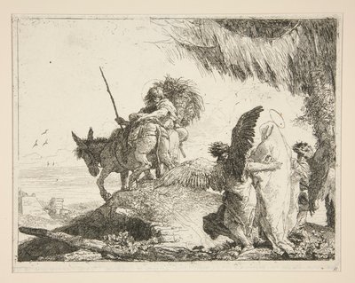 Den hellige familie mellem to engle, fra serien Idee pittoresche sopra la fuga in Egitto (Flight into Egypt) af Giovanni Domenico Tiepolo