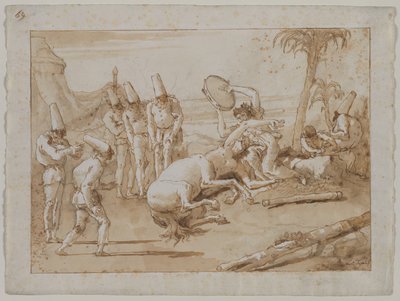 Kvinden med en tamburin af Giovanni Domenico Tiepolo