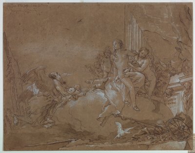 Tid (Chronos) overlader Amor til Venus af Giovanni Domenico Tiepolo