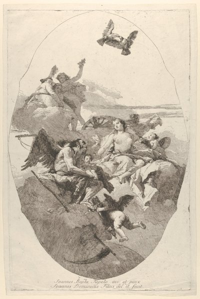 Venus overlader Amor til tiden, 1758-80. af Giovanni Domenico Tiepolo
