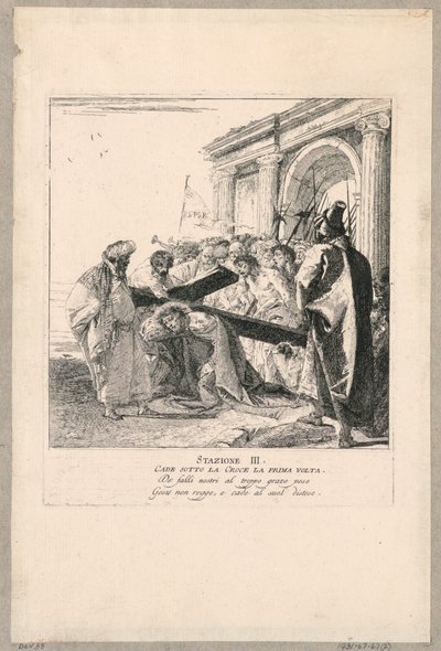Via crucis - Station III, han falder under korset første gang af Giovanni Domenico Tiepolo