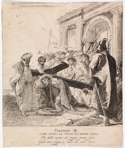Via crucis - Station III. Jesus falder for første gang af Giovanni Domenico Tiepolo
