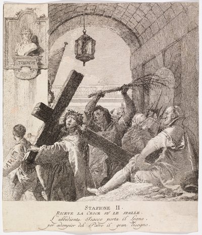 Via crucis - Station II. Jesus tager sit kors op af Giovanni Domenico Tiepolo