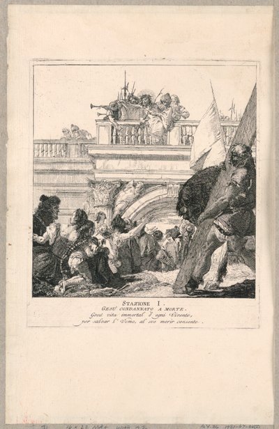 Via crucis - Station I, Jesus dømt til døden af Giovanni Domenico Tiepolo