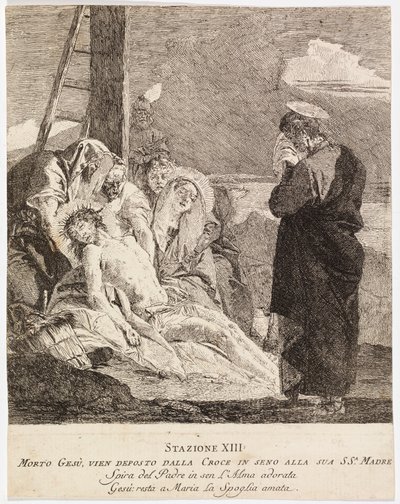 Via crucis - Station XIII. Jesus bliver taget ned fra korset af Giovanni Domenico Tiepolo