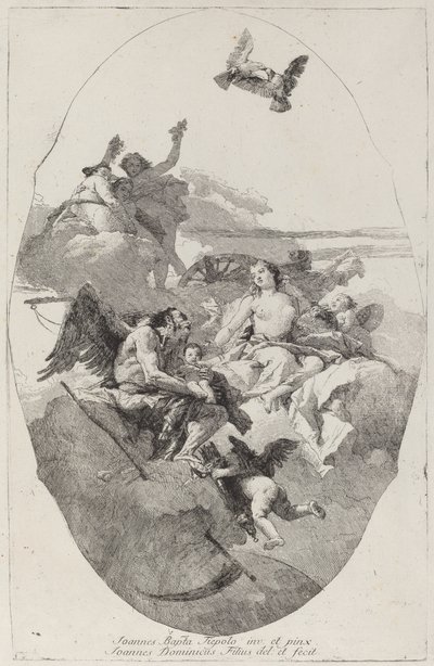 Venus overlader Amor til tiden af Giovanni Domenico Tiepolo after Giovanni Battista Tiepolo