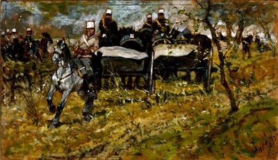 Artilleri manøvre. Maleri af Giovanni Fattori (1825-1908) af Giovanni Fattori
