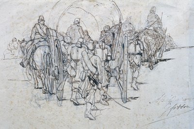 Konvoj af forsyninger på march af Giovanni Fattori