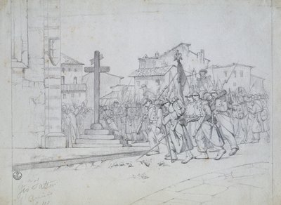De franske troppers indtog i Livorno af Giovanni Fattori
